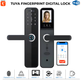 Tuya WiFi Smart Door Lock with Fingerprint, Password, App & Key – Video Intercom Lock, 6-in-1 Unlock for Home & Office